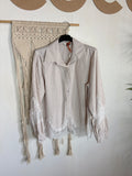 Camicia a righe con pizzo