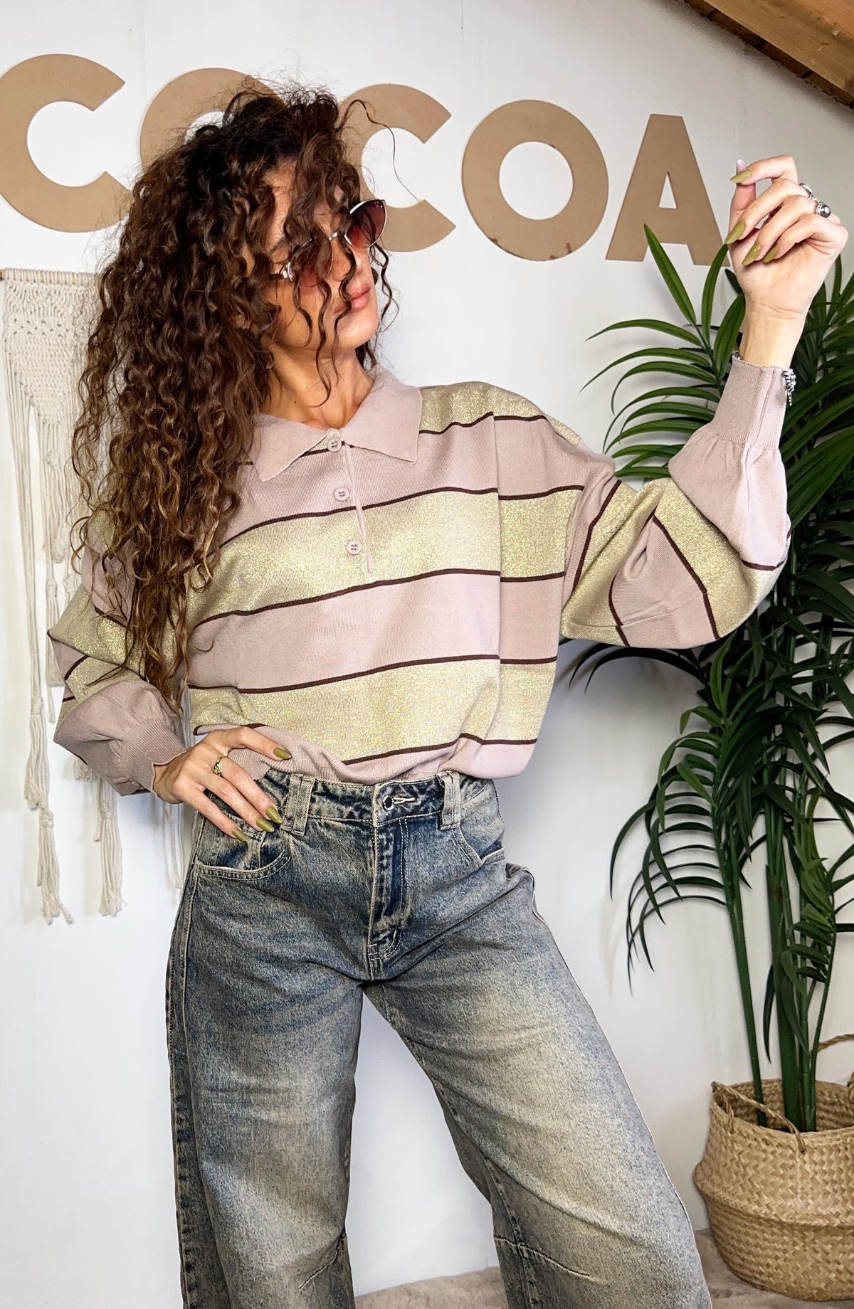 Polo a righe e lurex