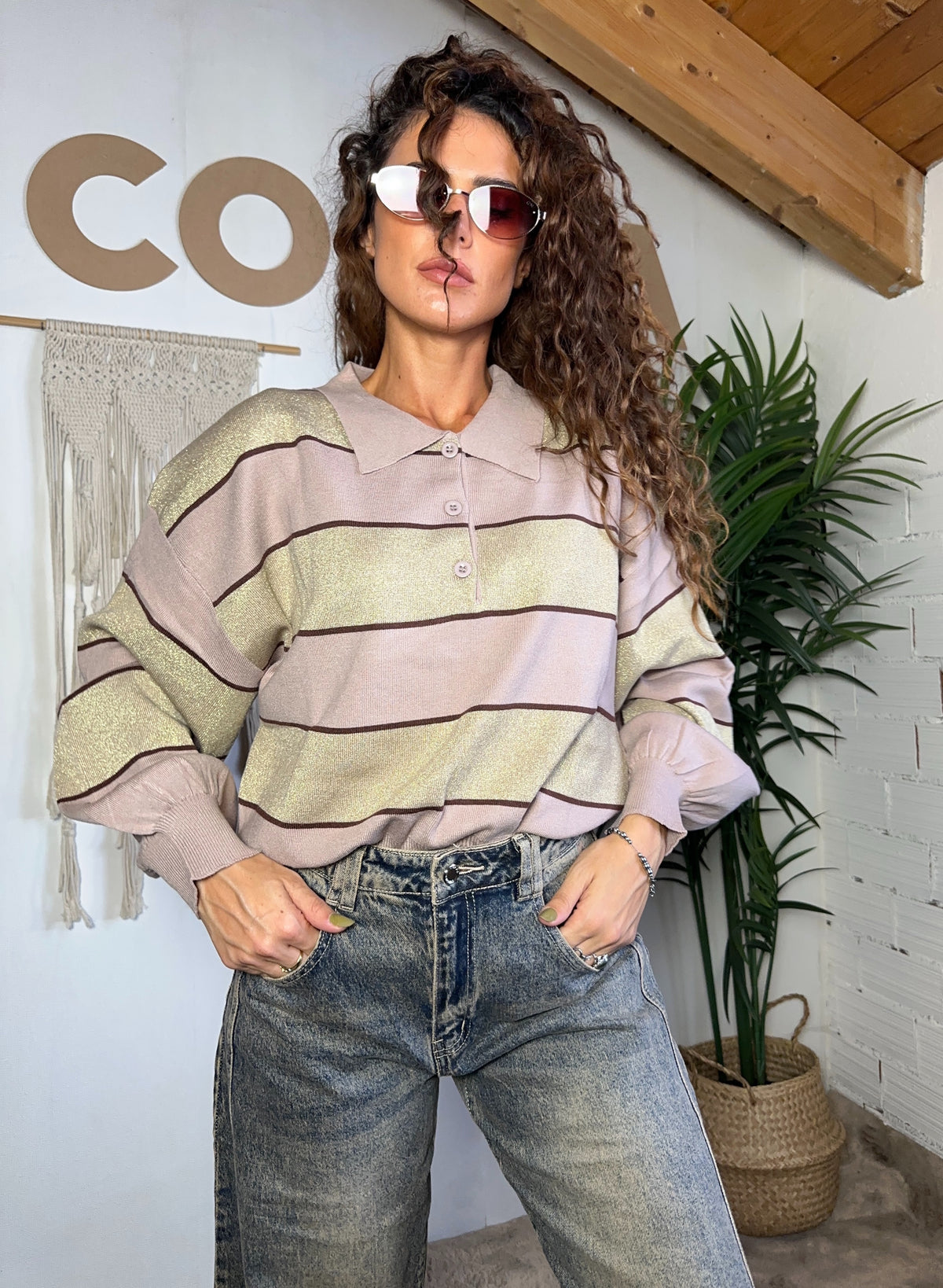 Polo a righe e lurex