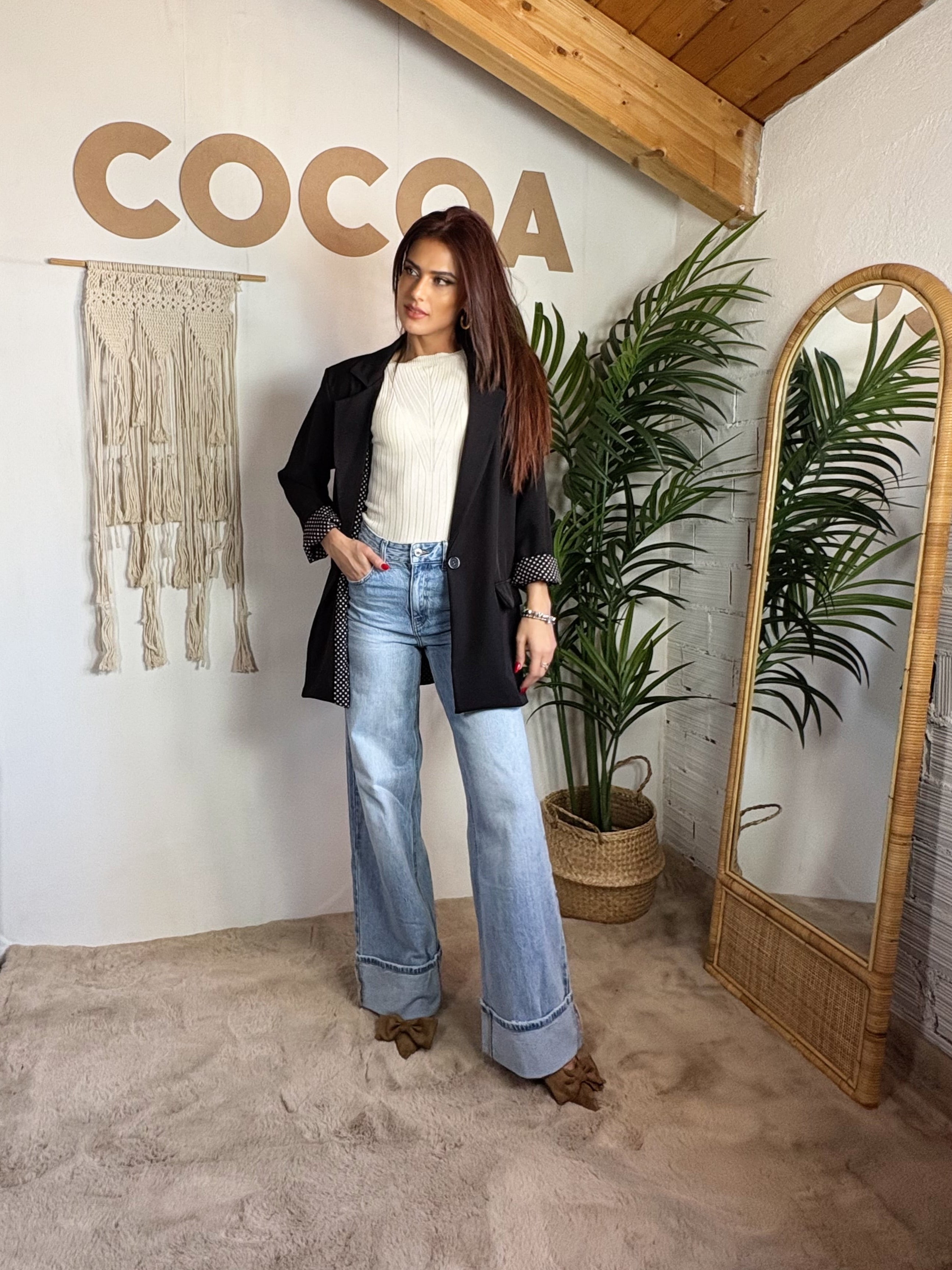 Blazer con fodera a pois
