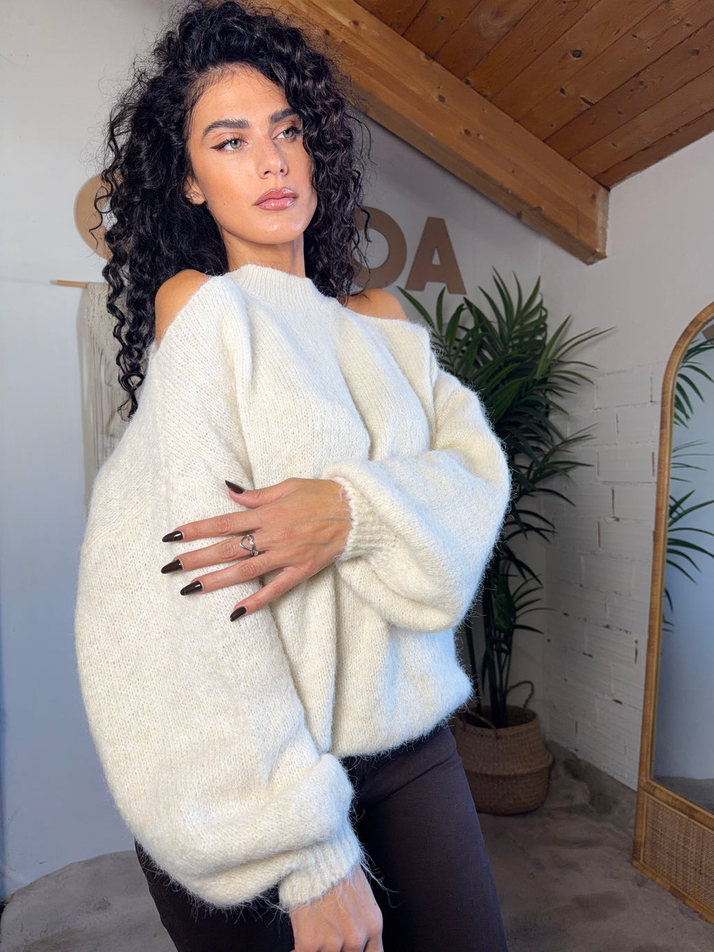 Maglione doppio cut out misto lana