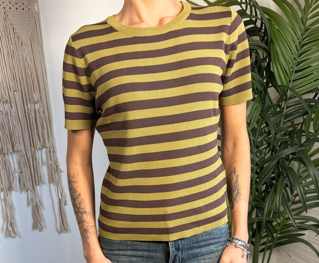 T-shirt a righe in misto viscosa