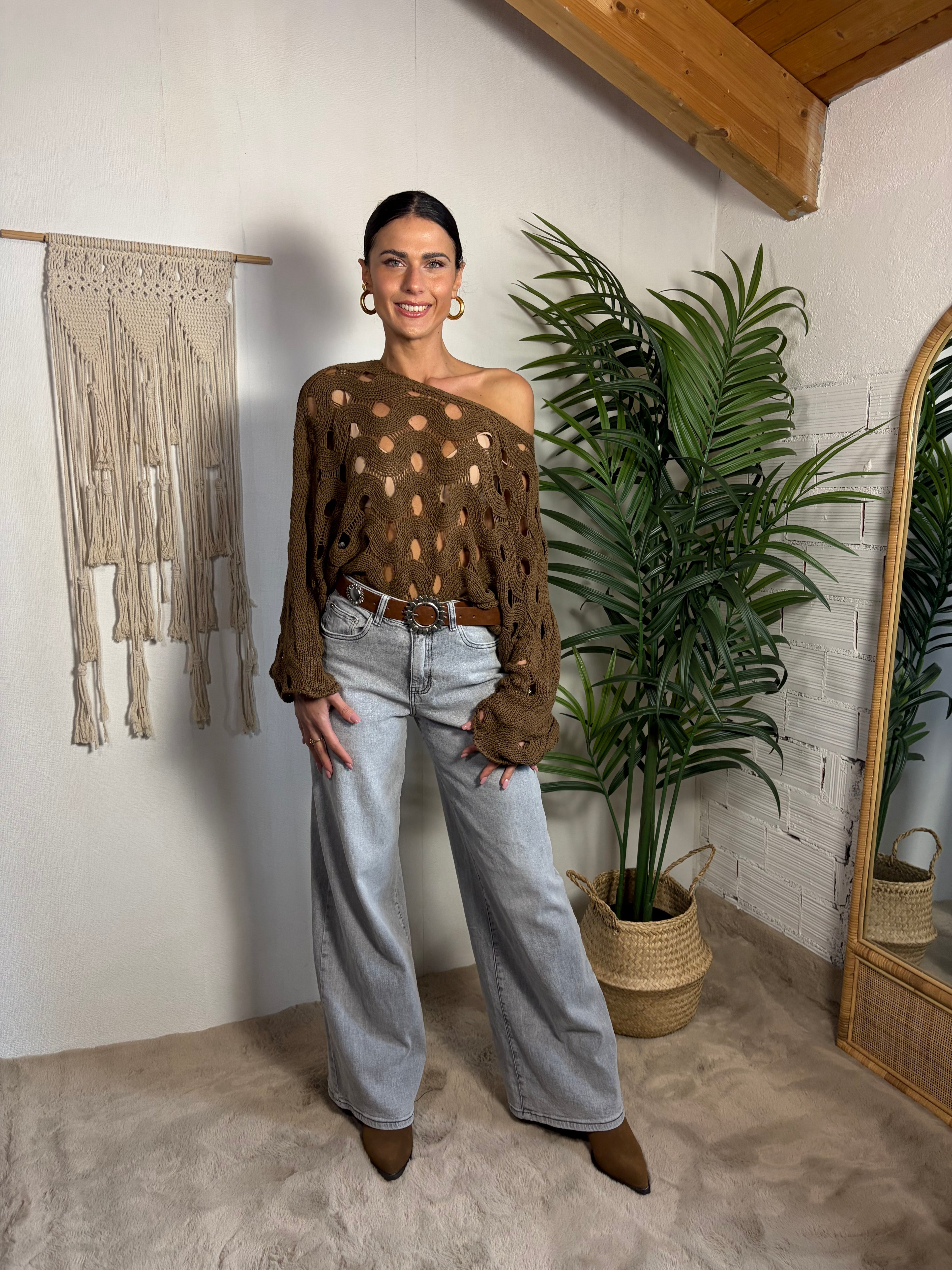Maglia traforata in cotone