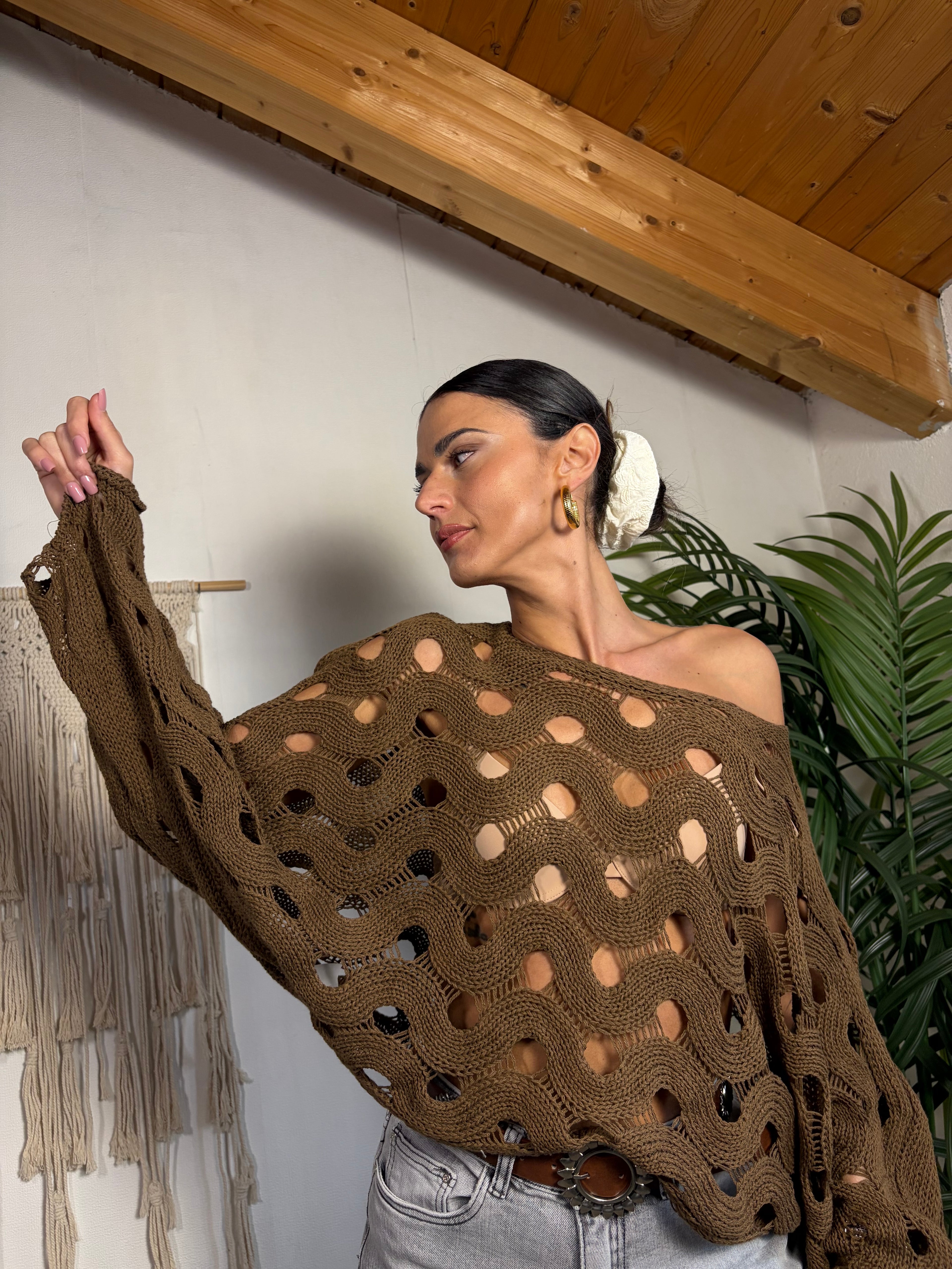 Maglia traforata in cotone