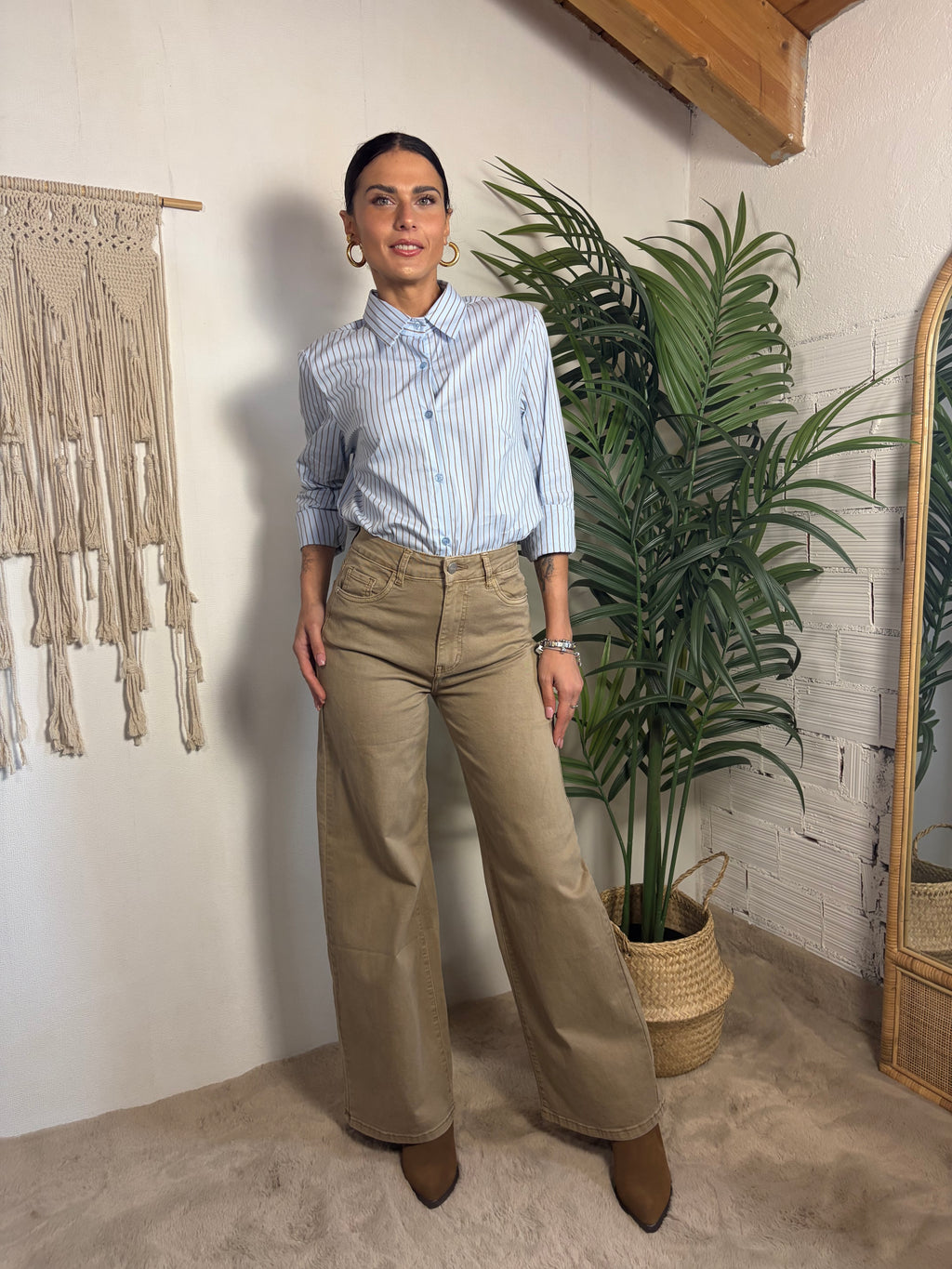 Camicia a righe in cotone