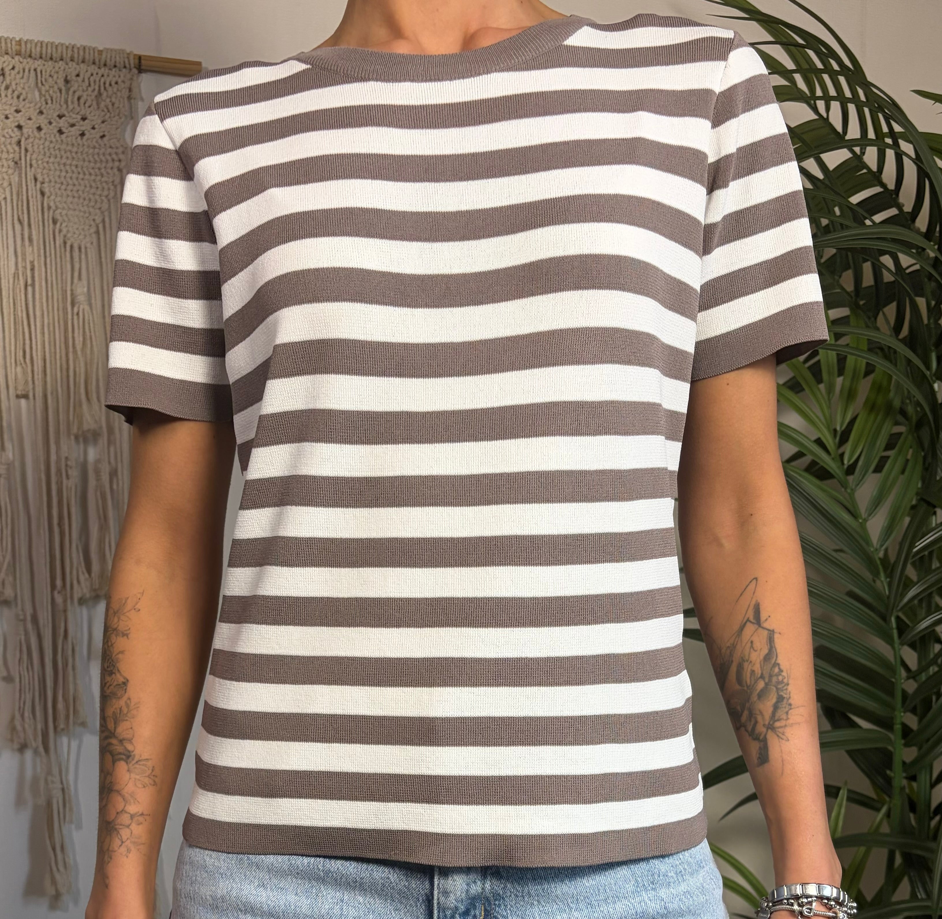 T-shirt a righe in misto viscosa