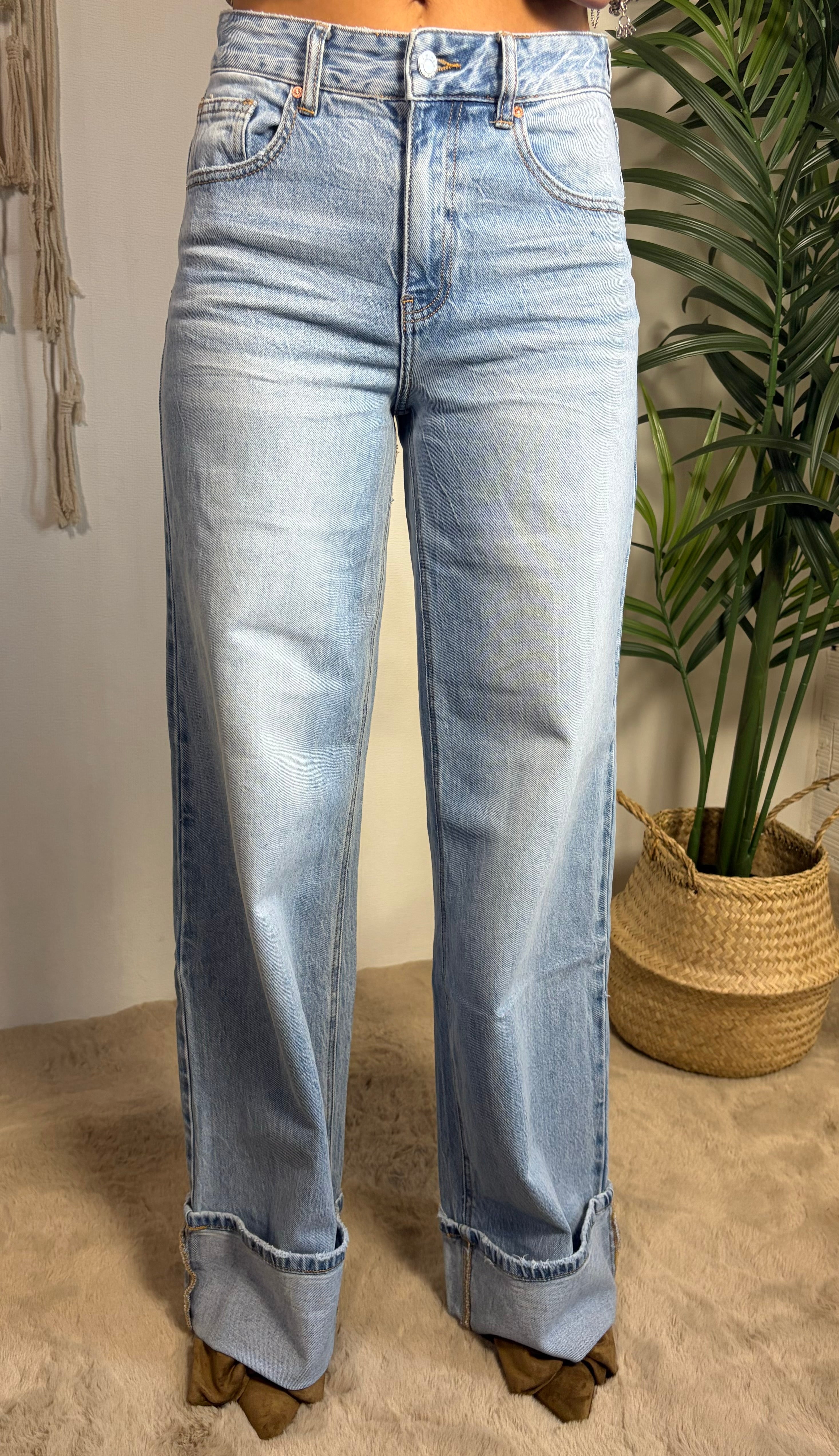 Jeans con piegone