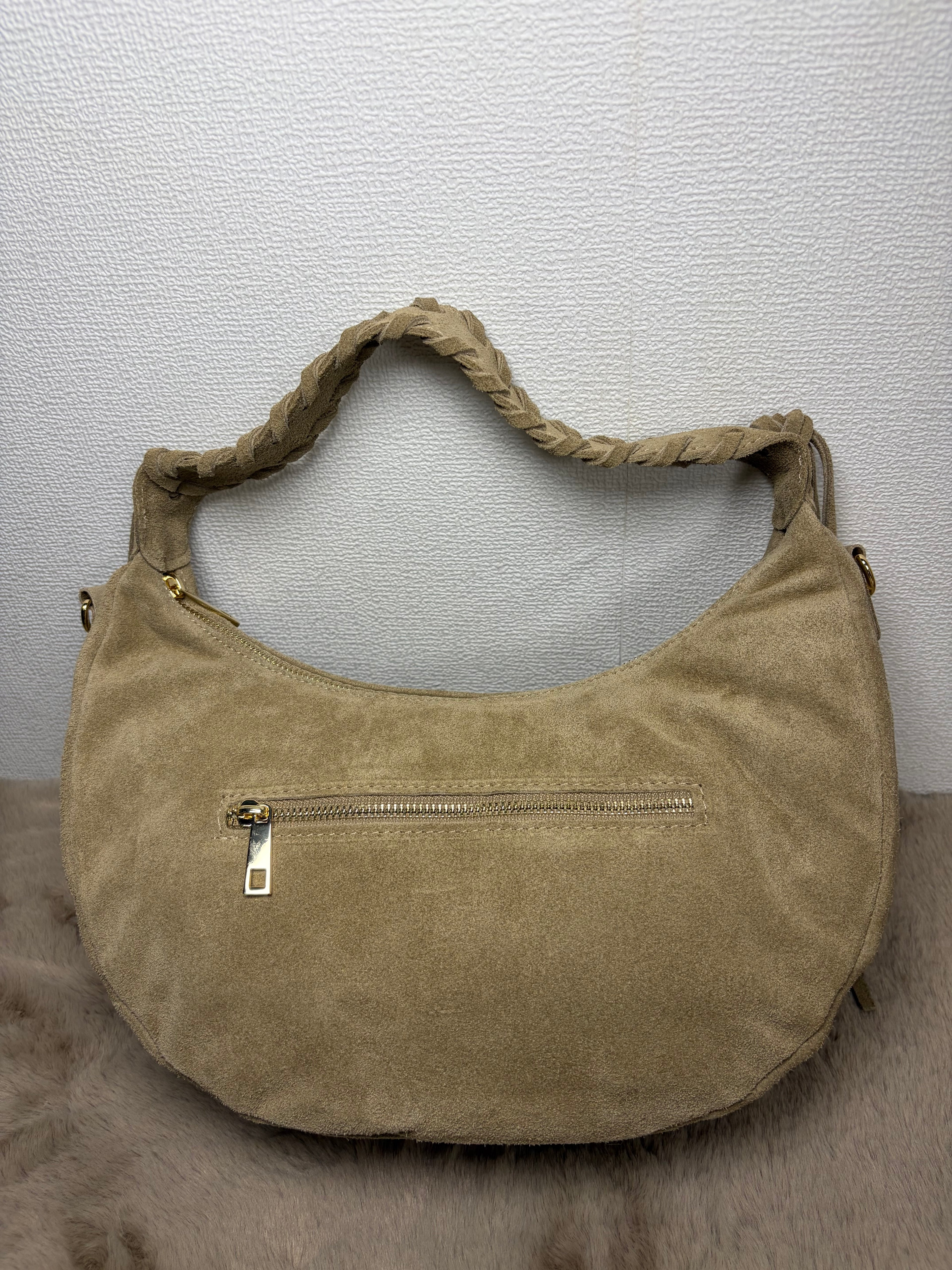Borsa mezzaluna in vera pelle
