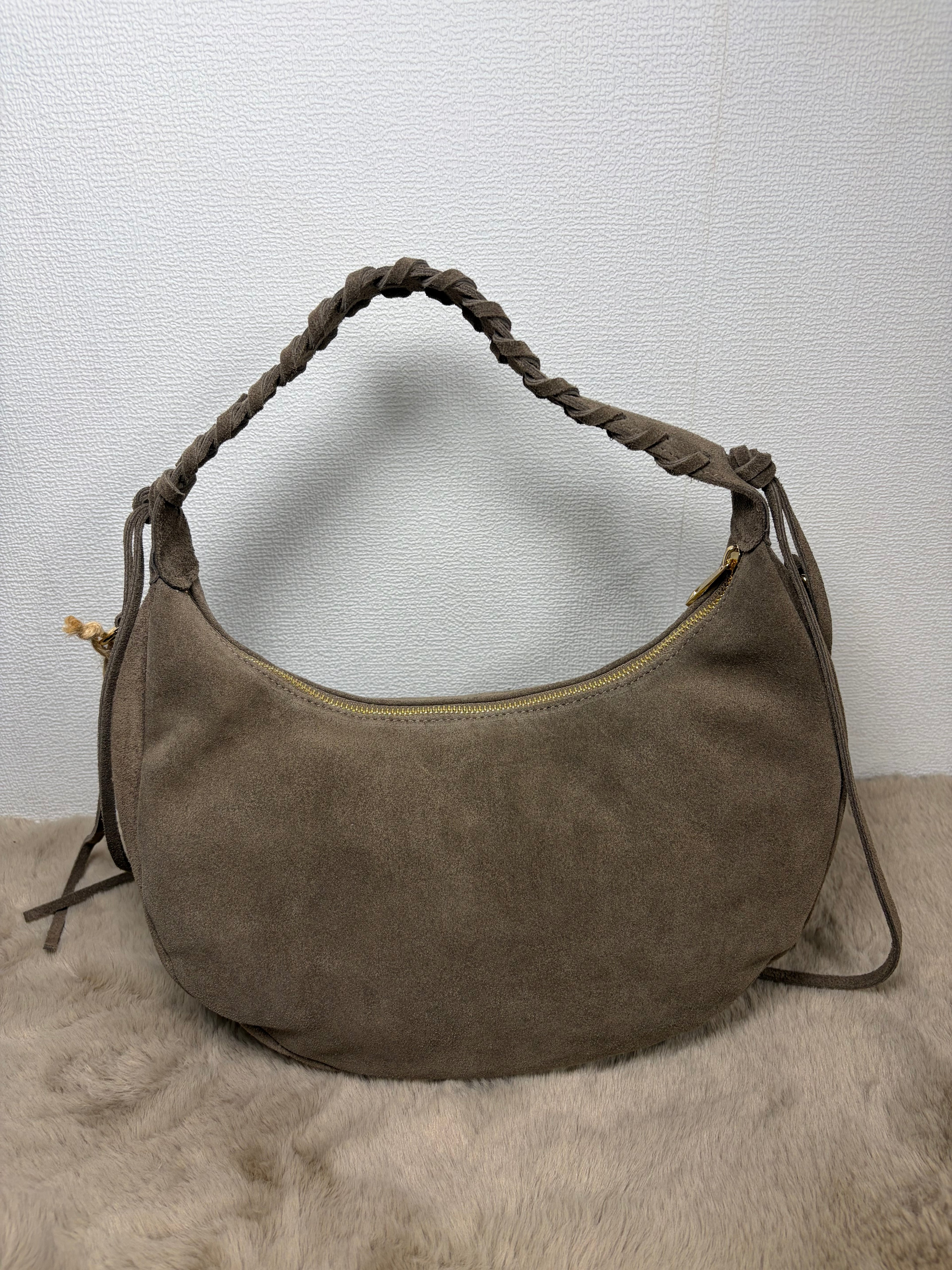 Borsa mezzaluna in vera pelle