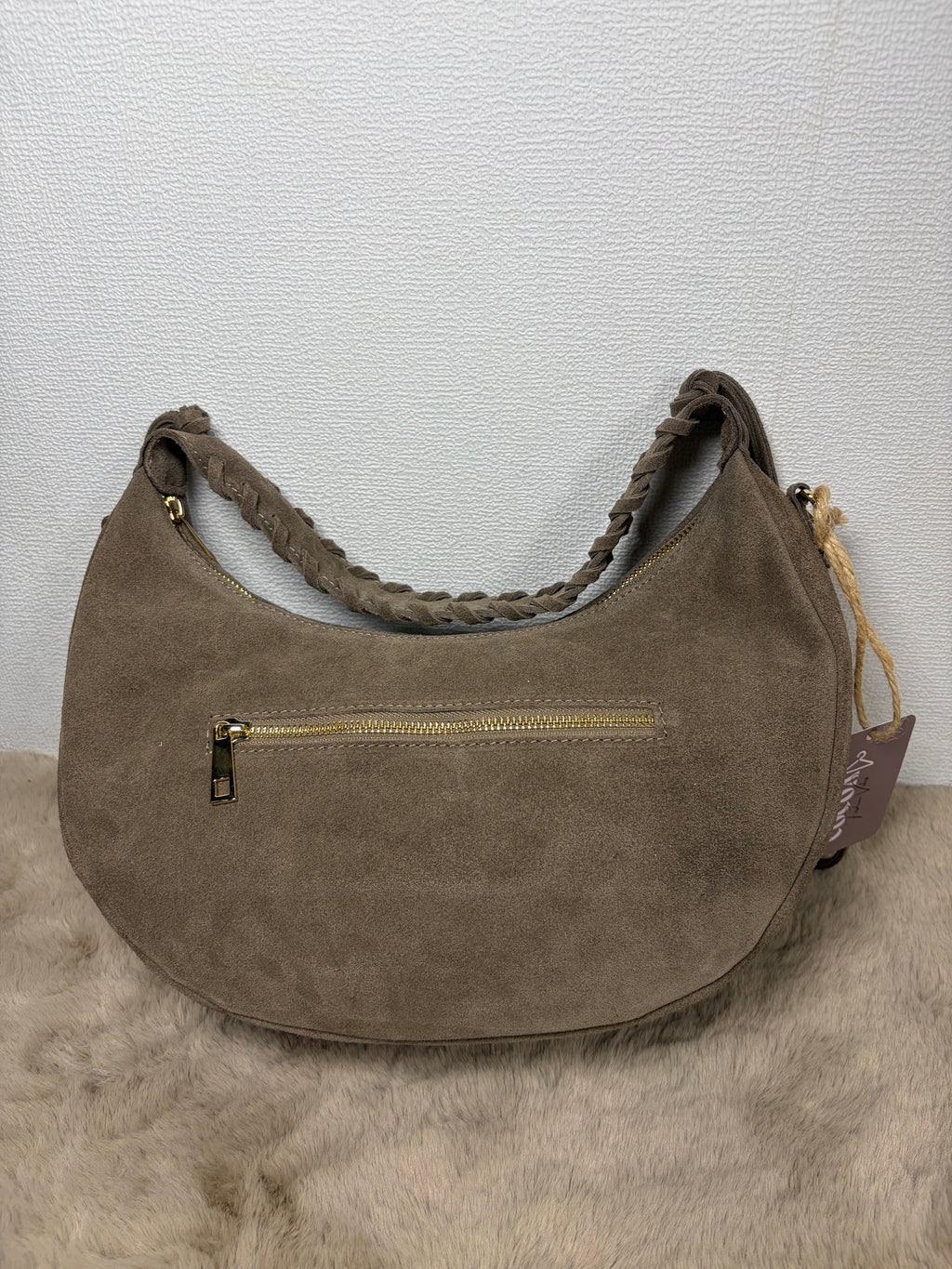 Borsa mezzaluna in vera pelle