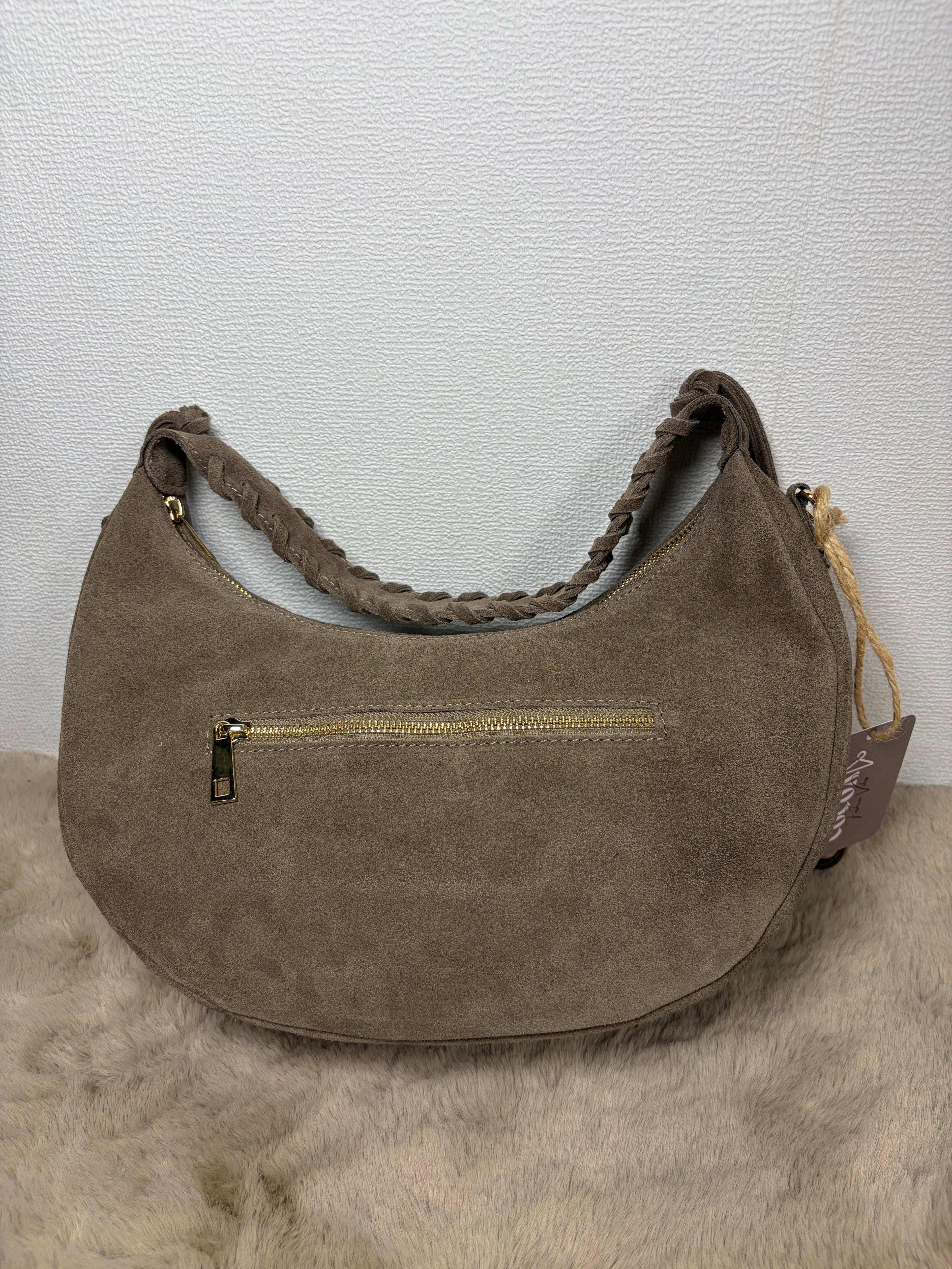 Borsa mezzaluna in vera pelle