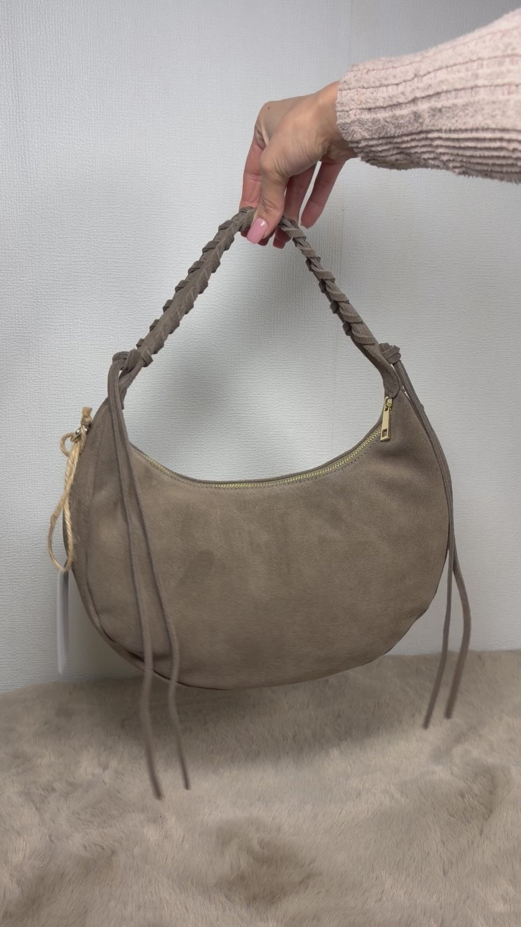 Borsa mezzaluna in vera pelle